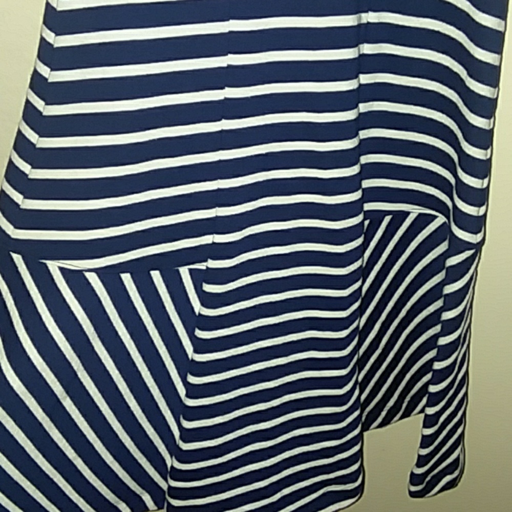 Three Dots Navy & White Striped Short-Sleeve Mini Dress - Picture 7 of 8